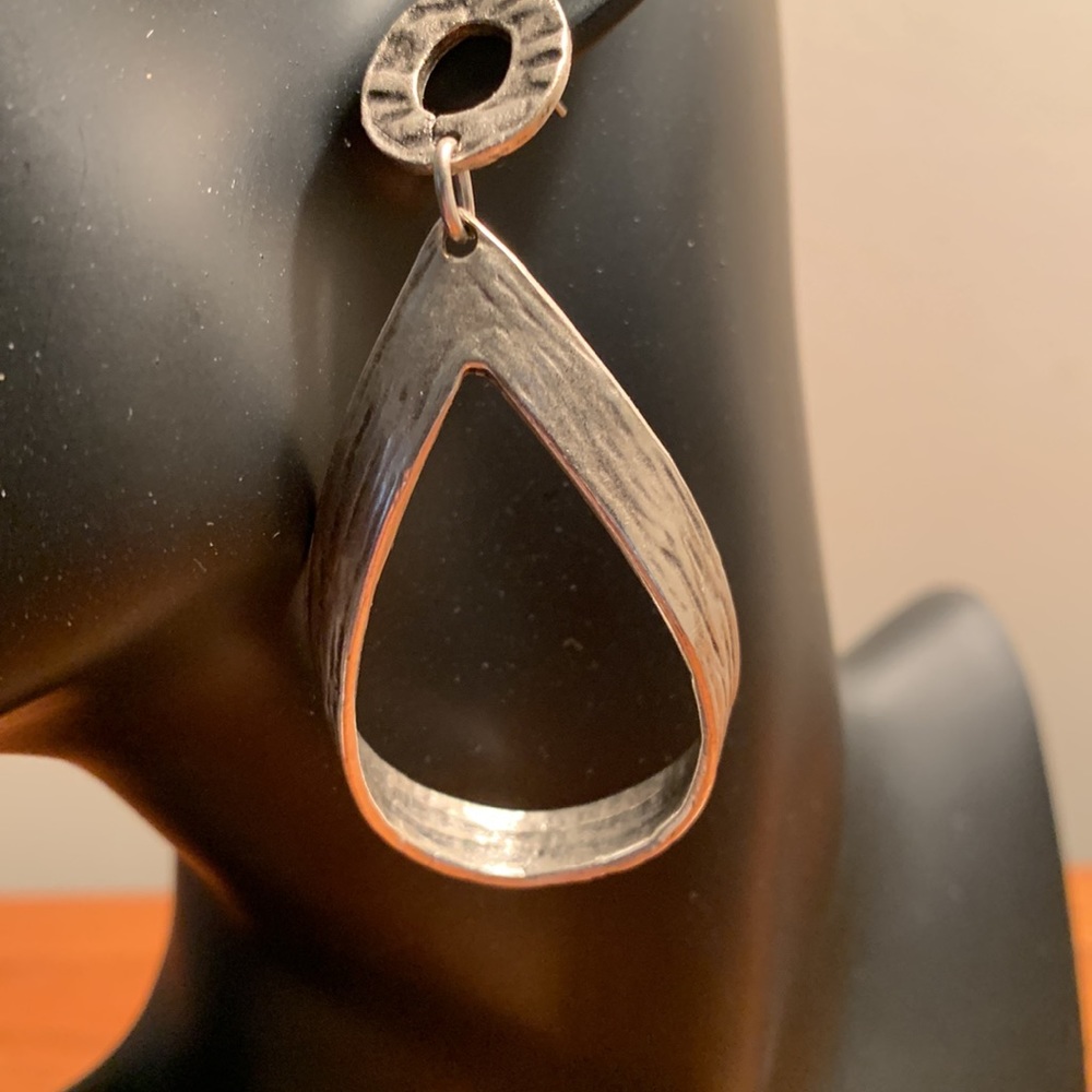 Silvertone Artisan Designed Drop Earrings